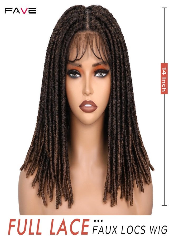 FAVE Soft Faux Locs Wig Synthetic Full Double Lace Dreadlock Wig Ombre Brown Braided Wigs for Black Women Dreads Wig for Women Natural Looking Part Free（Natural Color,280g） - Image 2